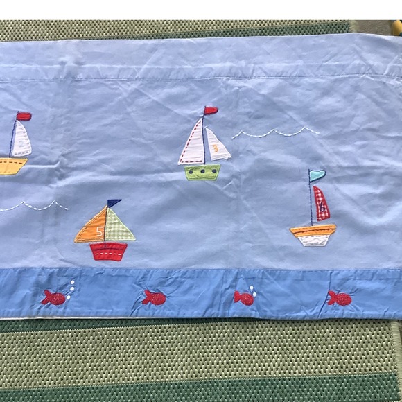 Pottery Barn Kids Other - Pottery Barn Kids Sailboat Embroidered Window Valance Nautical Blue Fish Nursery
